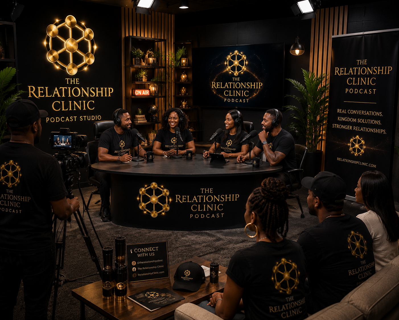 The Relationship Clinic Podcast studio and live audience